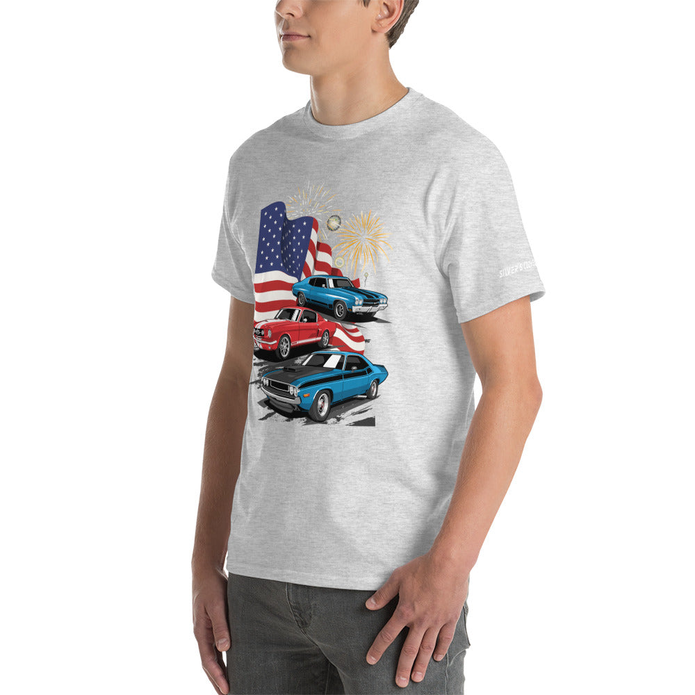 4th of July Classic Cars - Short Sleeve T-Shirt