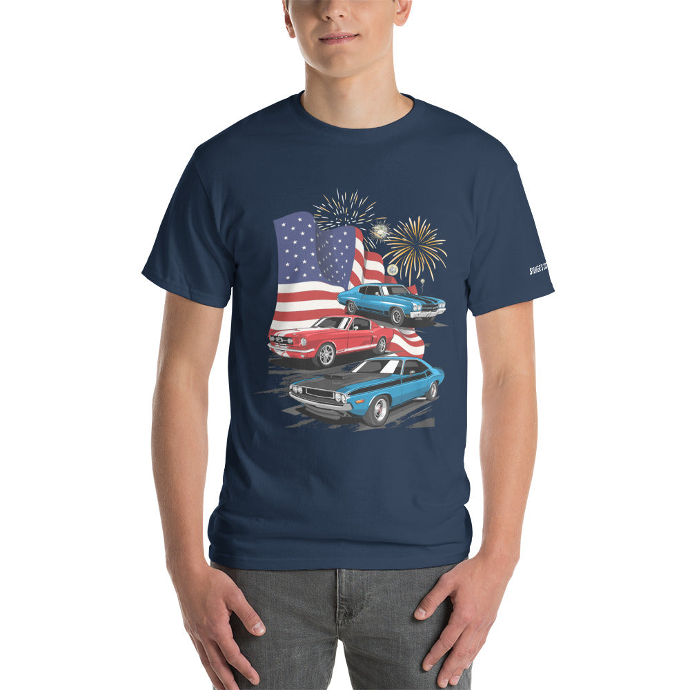 4th of July Classic Cars - Short Sleeve T-Shirt