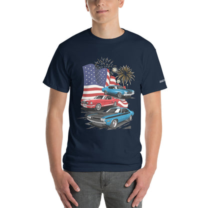 4th of July Classic Cars - Short Sleeve T-Shirt