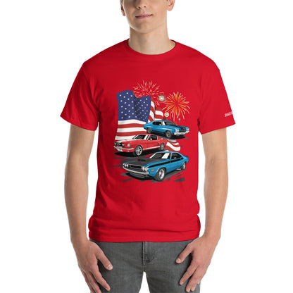 4th of July Classic Cars - Short Sleeve T-Shirt