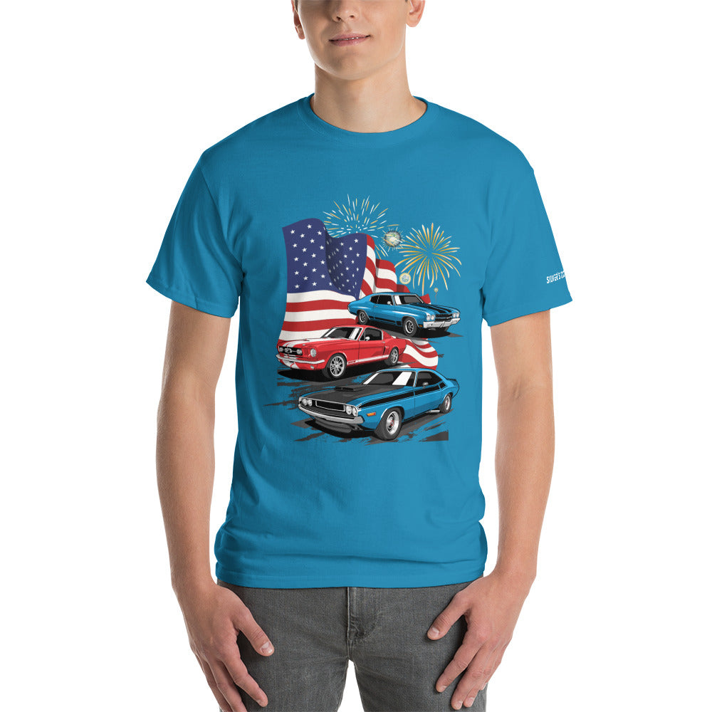 4th of July Classic Cars - Short Sleeve T-Shirt