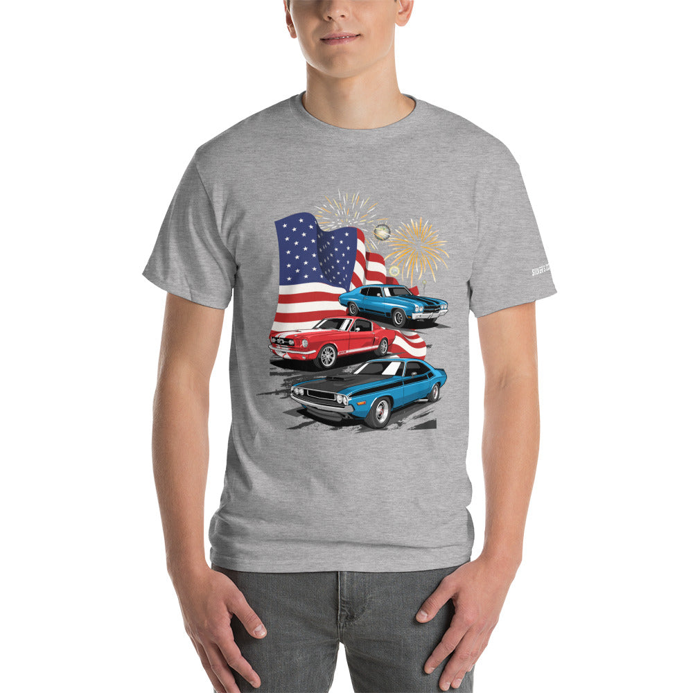 4th of July Classic Cars - Short Sleeve T-Shirt