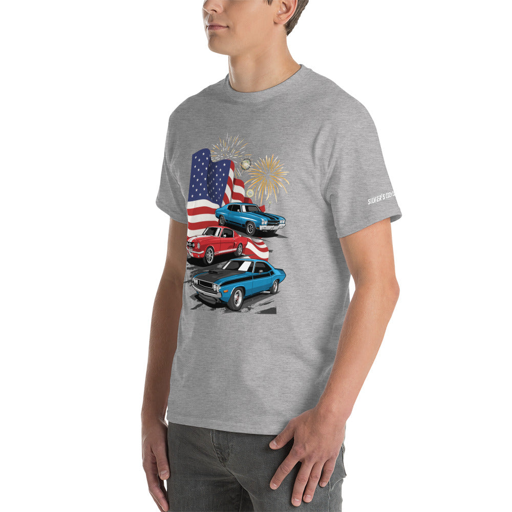 4th of July Classic Cars - Short Sleeve T-Shirt